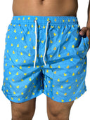 Costume da bagno celeste con stampa paparelle gialle