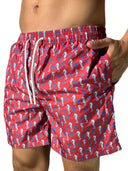 Costume da bagno rosso con stampa cavallucci marini