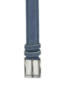 Cintura uomo vera pelle e camoscio colore azzurro Made in Italy