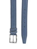 Cintura uomo vera pelle e camoscio colore azzurro Made in Italy