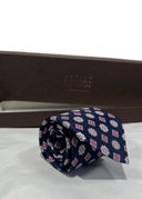 Cravatta in pura seta Antica Sartoria Napoletana cucita a mano con fondo blu