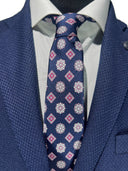 Cravatta in pura seta Antica Sartoria Napoletana cucita a mano con fondo blu