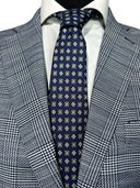 Cravatta in pura seta Antica Sartoria Napoletana cucita a mano fondo blu