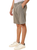 Bermuda Uomo in Lino e Cotone verde con Motivo Spigato