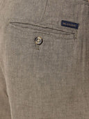 Bermuda Uomo in Lino e Cotone verde con Motivo Spigato