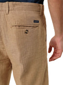 Bermuda Uomo in Lino e Cotone beige con Motivo a spina di pesce