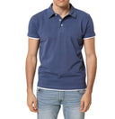 Polo in cotone piquet bordi contrasto in colore blu