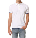 Polo in cotone piquet bordi contrasto in colore bianco