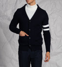 Cardigan uomo scollo a V con bottoni in misto lana