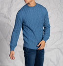 Maglia uomo a girocollo intrecciata in misto lana