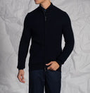 Cardigan uomo a coste con zip in misto lana