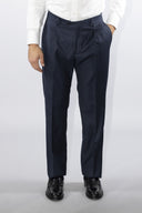 Pantalone classico sartoriale uomo Roberti drop 4 in misto lana Tasmania con pinces