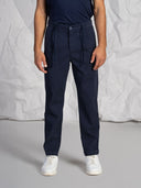 Pantalone in cotone con coulisse blu