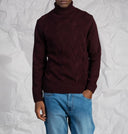 Maglia uomo dolcevita intrecciato in misto lana