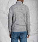 Maglia uomo dolcevita a trecce in misto lana