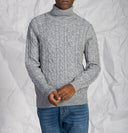 Maglia uomo dolcevita a trecce in misto lana