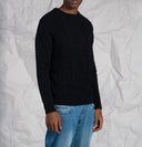 Maglia uomo girocollo a trecce in misto lana