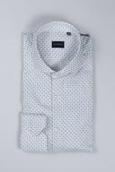 Camicia uomo Bagariny sartoriale in cotone popeline stretch bianco con microfantasie - slim fit