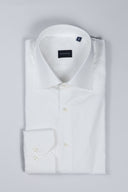 Camicia uomo Bagariny sartoriale in cotone popeline bianco con microfantasie - regular fit