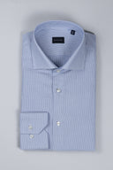 Camicia uomo Bagariny sartoriale in cotone stretch strutturato a micro tessitura blu - slim fit