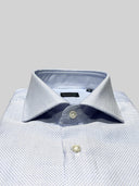 Camicia uomo Bagariny sartoriale in cotone stretch strutturato a micro tessitura blu - slim fit