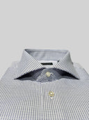 Camicia uomo Bagariny sartoriale in cotone oxford micro quadretto blu slim fit