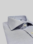 Camicia uomo Bagariny sartoriale in cotone oxford micro quadretto blu slim fit