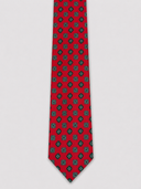 Cravatta uomo 3 pieghe in seta twill rossa fantasia geometrica