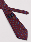 Cravatta uomo 3 pieghe in seta twill bordeaux fantasia geometrica