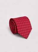 Cravatta uomo 3 pieghe in seta twill rossa fantasia floreale