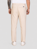 Pantalone uomo sartoriale in lino e cotone spigato con pinces – slim fit