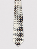 Cravatta uomo 3 pieghe in seta twill bianco fantasia geometrica