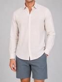 Camicia uomo in puro lino collo francese tinta unita – slim fit