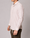 Camicia uomo in lino e cotone rigata collo francese – slim fit
