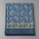 Sciarpa uomo in pura lana e seta blu con fantasia paisley