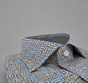 Camicia uomo Bagariny sartoriale in cotone popeline stretch con microfantasia - slim fit