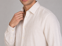 Camicia uomo in puro lino collo francese tinta unita – slim fit