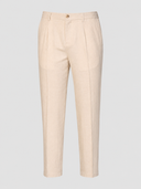 Pantalone uomo sartoriale in lino e cotone spigato con pinces – slim fit