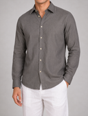 Camicia uomo in puro lino collo francese tinta unita – slim fit