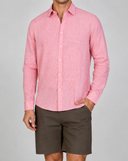 Camicia uomo in puro lino collo francese tinta unita – slim fit