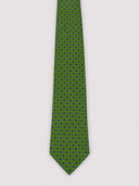 Cravatta uomo 3 pieghe in seta twill verde fantasia micro geometrica