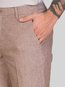 Bermuda uomo in lino e cotone con motivo spigato - slim fit