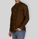 Camicia uomo in puro lino collo coreano tinta unita – slim fit