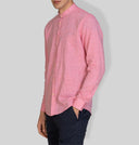 Camicia uomo in puro lino collo coreano tinta unita – slim fit