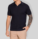 Polo uomo in cotone a costine con profili a contrasto