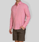 Camicia uomo in puro lino collo francese tinta unita – slim fit