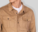 Giubbino overshirt uomo in camoscio beige