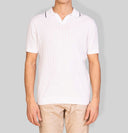 Polo uomo in cotone a costine con profili a contrasto