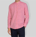 Camicia uomo in puro lino collo coreano tinta unita – slim fit