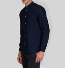 Camicia uomo in puro lino collo coreano tinta unita – slim fit